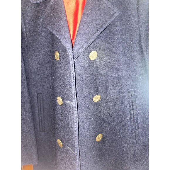 Vintage Lands End Navy Wool Peacoat 10 Naval Anchor Preppy Nautical Rare Coat - Picture 3 of 5
